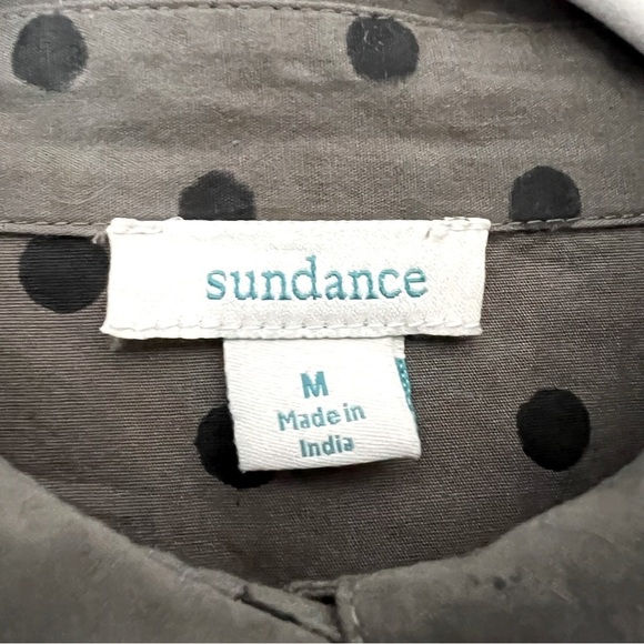 SUNDANCE Woven Lively Days Tunic Shirt Khaki Polka Dot Pintuck Popover Shirt M - Picture 4 of 10